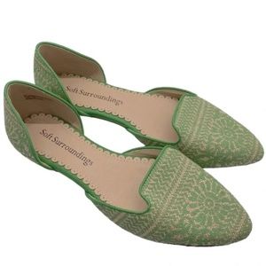 Soft Surroundings Amelia Green Flats Slip On Shoes Women's Size 9